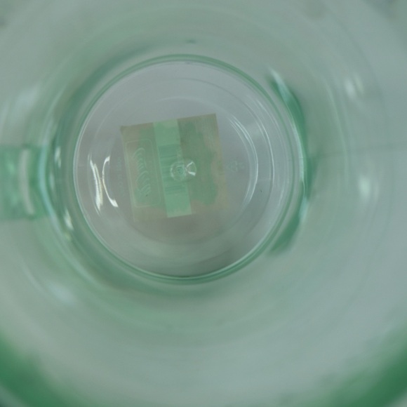 Vintage Coca Cola Green Glass Pitcher Plastic Large Fluted Pitcher 9.25 inches - Picture 5 of 7